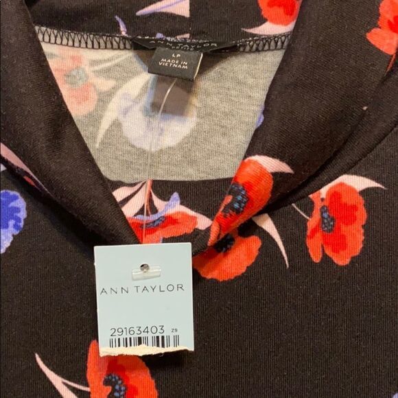 NWT Ann Taylor Long Sleeve  Mock Neck Floral Top Sweater Cotton Blend L petite - Picture 7 of 8